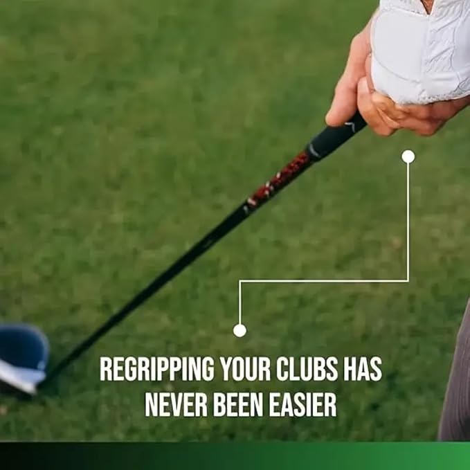 Golf Grips Kit with Golf Grip Tapes Remover Tool, 13 Golf Grip Tape,Golf Grip Solvent, Rubber Vise Clamp and Hook Knife for Regripping Golf Club Grips, Golf Club Regripping Kit