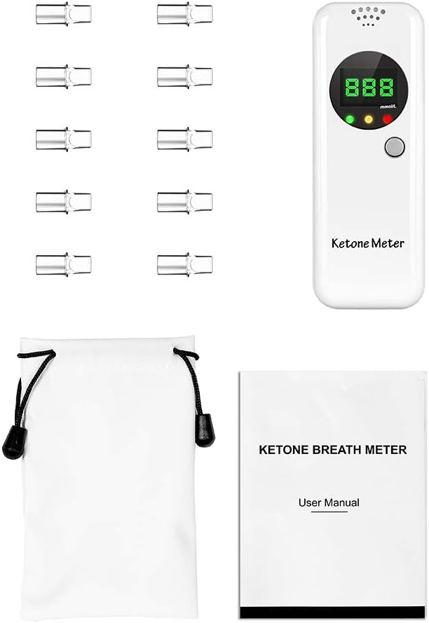 Ketosis Breath Meter, Accurate Digital Keto Breath Analyzer for Ketosis Tracking with 10pc Mouthpieces(mmol/L)