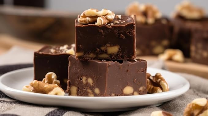 Nuts To You 6.6 Oz. Sugar Free Smooth Creamy Chocolate Walnut Fudge | Fresh Gourmet Candy | Decadent and Delicious Handcrafted Fudge