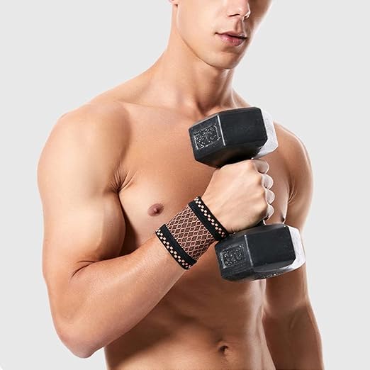 Copper Wrist Compression Brace (2Pcs), Elastic Wrist Support Sleeve Wrist Braces for Tendonitis, Arthritis, Carpal Tunnel Pain Relief, Soft Wrist Wrap Wristbands for Sport, Fitness, Workout, Typing(L)