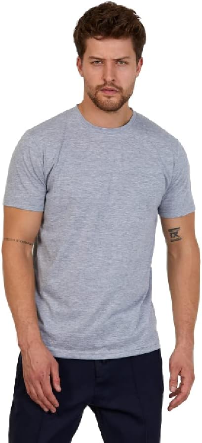 Men's Short Sleeve Crewneck T-Shirt 100% Cotton - Classic Colors - Breathable Mesh Fabric - Ideal for Sports & Everyday Wear