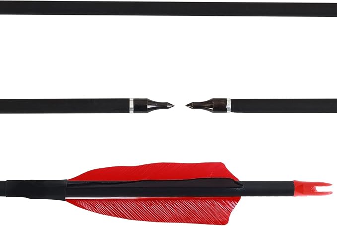 Archery 31" Hunting Arrows with 4" Natural Turkey Feather Carbon Arrows Target Practice Arrows for Traditional Bow Recurve Bow & Longbow - 12Pcs