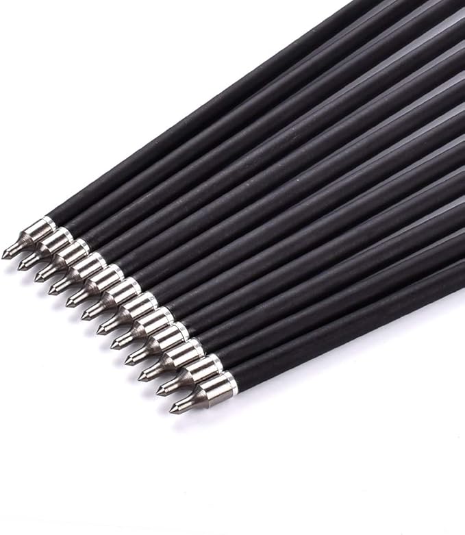 YLS Archery 26/28/30Inch Carbon Arrow Practice Hunting Arrows with100 Grain Removable Tips for Compound & Recurve Bow(Pack of 12)