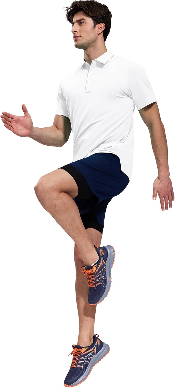 MIER Polo Shirts for Men Short Sleeve Dry Fit Performance Golf Tennis Active Collared Shirts, UPF 50+ Sun Protection