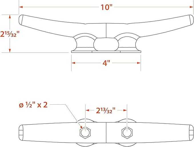 MarineNow Hot-Dipped Galvanized Iron Dock Cleat – Choose Size: 4", 6", 8", 10", 12", 14" – Heavy-Duty Boat Cleats for Dock Lines – Available in Single or Bulk Multi-Packs