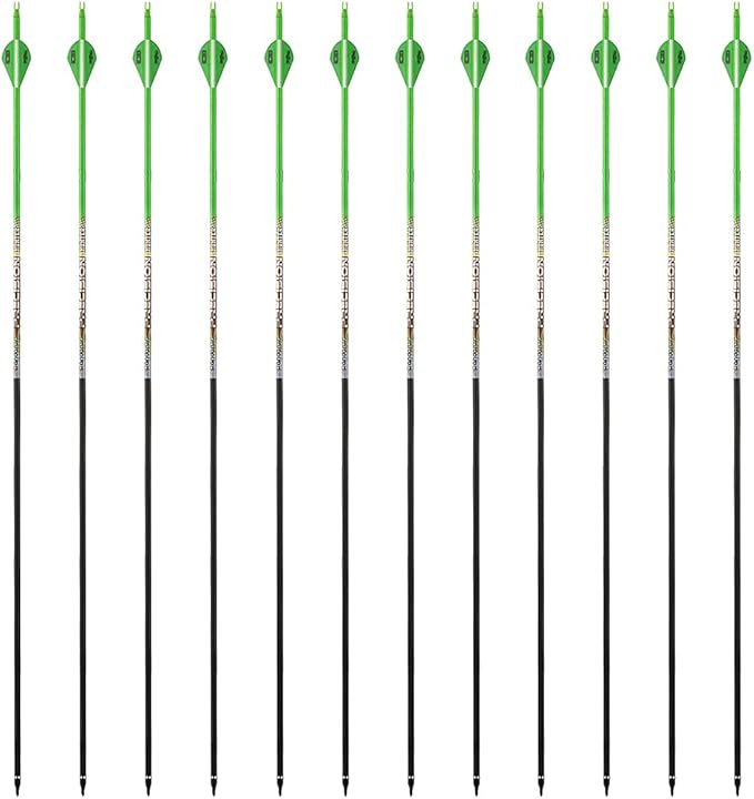30/32" Inch ST0.006 Hunting Arrows for Compound & Recurve Bow,100% Carbon Archery Target Arrows with Removable Tips for Accurate Hunters & Bowhunters (Pack of 12)