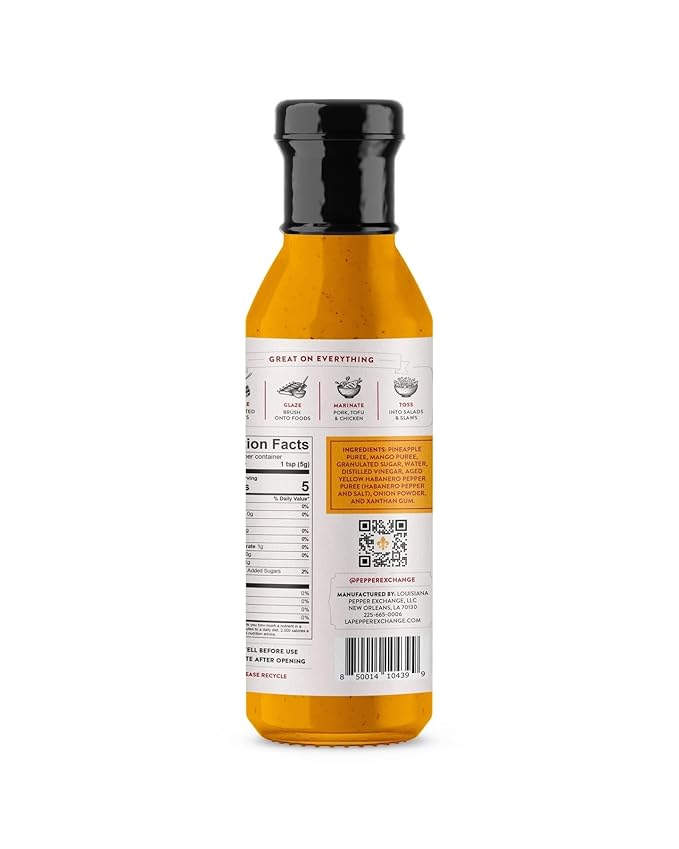 Louisiana Pepper Exchange Tropical Habanero Pepper Sauce – Sweet & Spicy with Mango and Pineapple, Gluten-Free, 12 Fl Oz (2 pack), Limited Edition