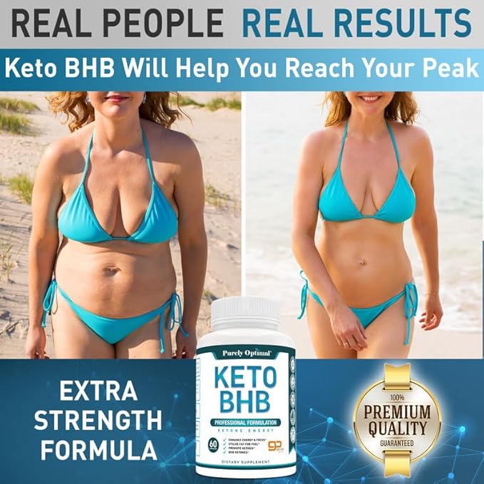 Purely Optimal Keto BHB Capsules – Exogenous Ketone Pills for Ketosis Support, Sustained Energy, Focus & Metabolism – for Women & Men, 120 Capsules