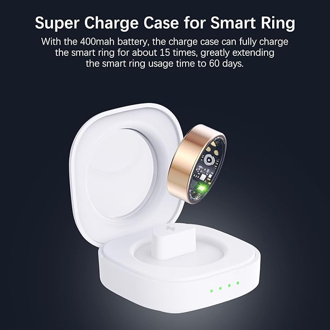 Smart Health Rings for Women Men, Fitness Tracker with Heart Rate, Blood Oxygen, HRV, Sleep Tracker, Step Tracker, No Subscription Fee, IP68 Waterproof Smart Ring for iPhone & Android (Gold 6#)