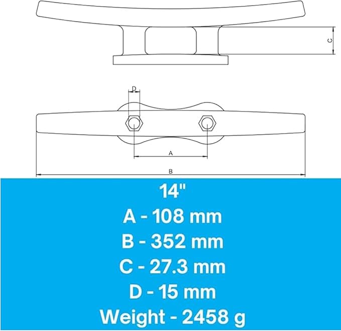 MarineNow Hot-Dipped Galvanized Iron Dock Cleat – Choose Size: 4", 6", 8", 10", 12", 14" – Heavy-Duty Boat Cleats for Dock Lines – Available in Single or Bulk Multi-Packs