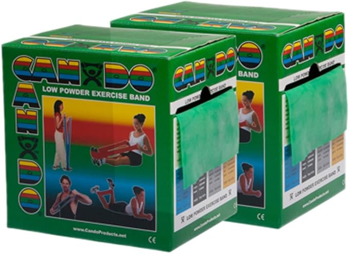 CanDo Twin-Pak Exercise Band, Green, 100 Yard