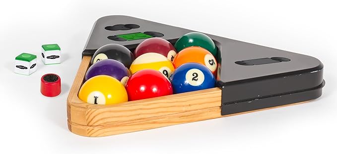 EastPoint Sports Masterton Billiard Ball Set - Full Set Tournament Spec Resin Billiard Balls - Wooden 8-Ball Rack with 9 Ball Insert - Includes Chalk and Scuffer