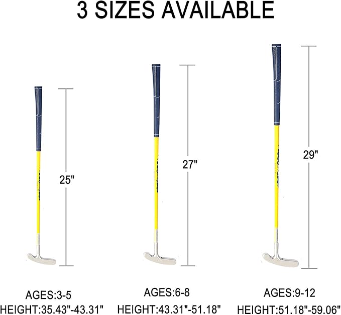 Acstar Two Way Junior Golf Putter Graphite Kids Putter Both Left and Right Handed Easily Use 3 Sizes to Choose Freely for Kids Ages 3-5 6-8 9-12