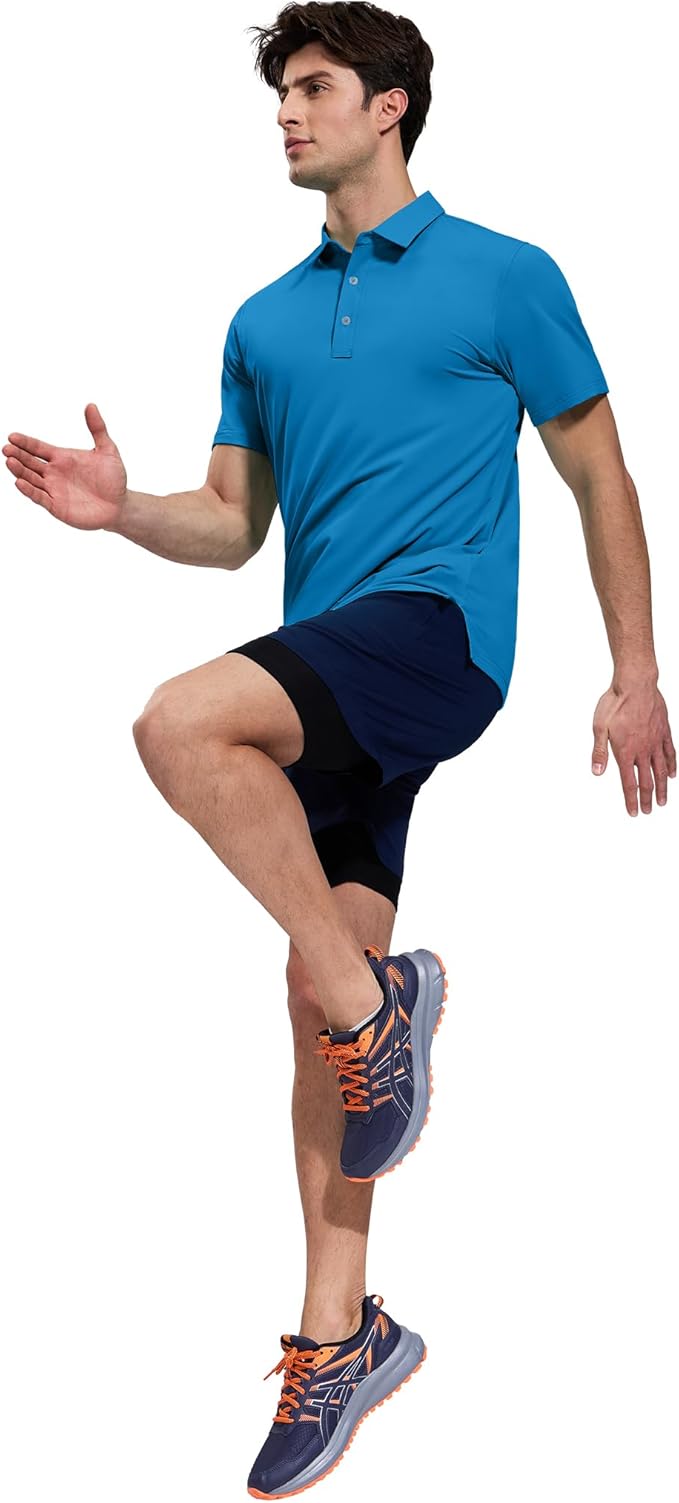 MIER Polo Shirts for Men Short Sleeve Dry Fit Performance Golf Tennis Active Collared Shirts, UPF 50+ Sun Protection