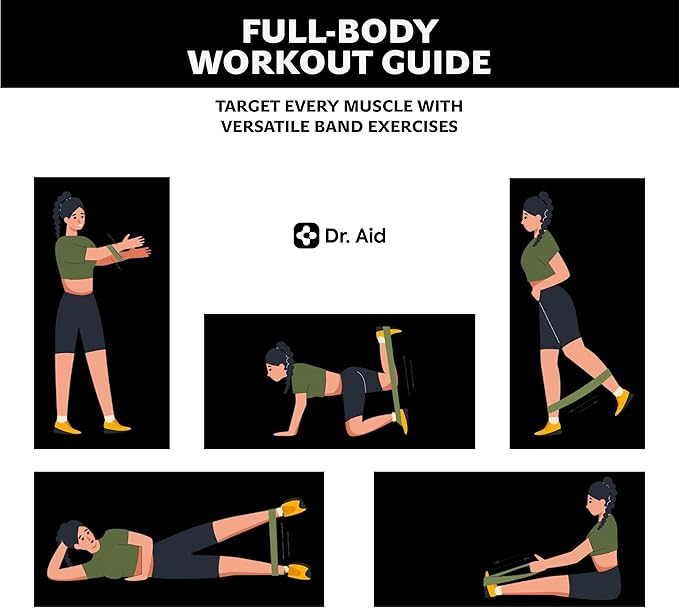 Dr. Aid Pull Up Resistance Bands Set – Elastic, Smell-Free Premium Latex Exercise Bands for Men & Women, Tear-Resistant Workout Bands for Full-Body Strength Training, Physical Therapy, Yoga, Pilates