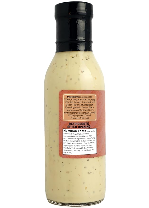 Green Jay Gourmet Bacon Ranch Salad Dressing β Savory, Smoky & Creamy β Handcrafted in USA β Perfect for Salads, Dips, Wraps & More β 12 Ounces