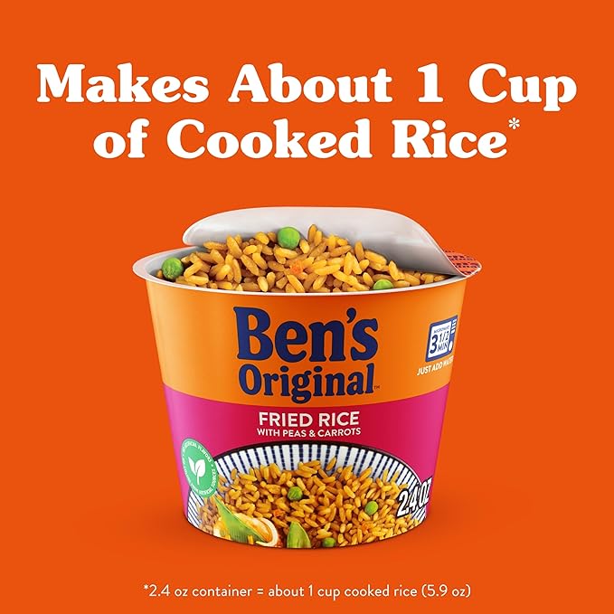 BEN'S ORIGINAL Fried Rice Single Serve Cup, Snack or Side, Microwave in 3.5 Minutes, 2.4 oz (Pack of 8)