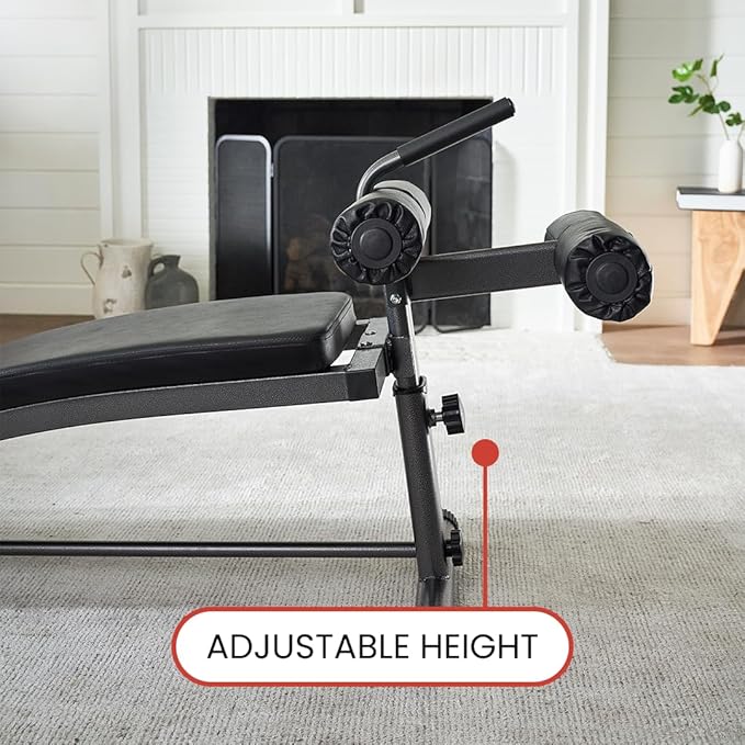 Finer Form Gym-Quality Sit Up Bench with Reverse Crunch Handle - Curved Ab Workout Bench for Your Home Gym. More Effective than an Ab Machine or Ab Roller. Get Abdominal Weight Bench for Decline Bench Press Right in Your Home Gym.
