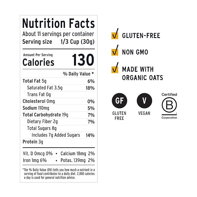 purely elizabeth Ancient Grain Granola Certified Glutenfree Vegan NonGMO Coconut Sugar Delicious Healthy Snack , Blueberry Hemp, 12 Ounce
