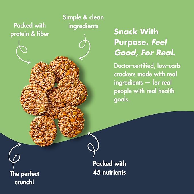 Super Seed Crackers, Gluten Free & Keto Friendly Healthy Snacks, Vegan, Zero Sugar, Paleo & Diabetic Friendly, Nut Free, 20g High Protein, 18g High Fiber, 3.56oz Each, 4-Pack, Everything Bagel