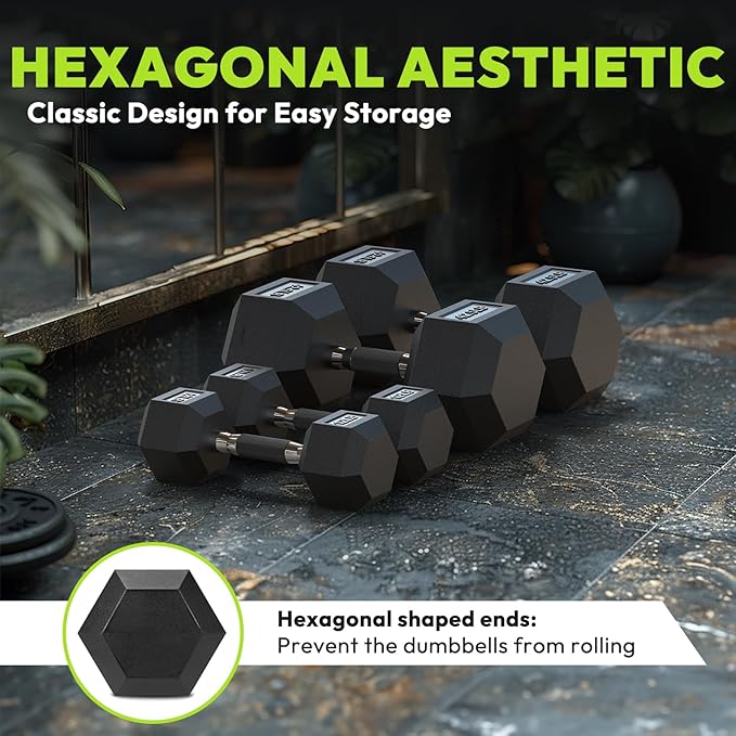 Hex Dumbbell Set 2.5-400 lb, Rubber Encased Exercise & Fitness Dumbbells, Weights Dumbbells Set of 2, Hand Weight for Strength Training