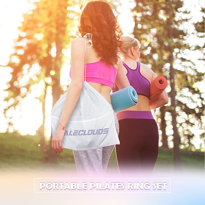 Pilates Essentials Kit for Women, 13.5" Pilates Ring and Ball Set with Resistance Bands for Home Workouts, Portable Pilates Kit with Bag & Training Poster for Full Body Exercise