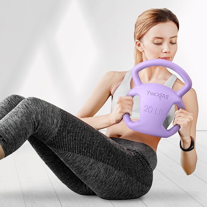 Yes4All Kettlebell 10&15lb Weight with Wide Multigrip Handle for Dumbbell Weights Exercises, Full Body Workout Equipment
