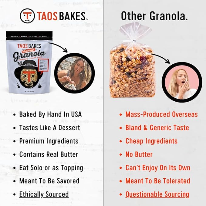 Taos Bakes - Wild Blueberry & Cinnamon Granola - Crunchy Granola Breakfast Snack - Gluten Free, No GMOS, No Fillers - 10 oz (Pack of 3)