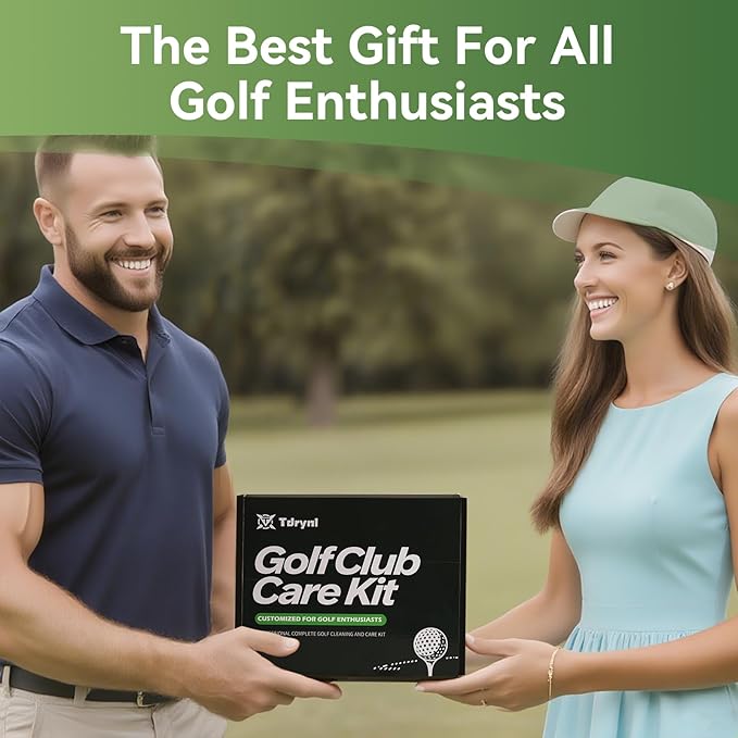 Pro Golf Club Care Kit – Cleaner, Polish, Brush, Groove Sharpener, Grip Cleaner, Magnetic Towel & Leather Bag – Restores Clubs, Removes Rust & Scratches, Renews Tackiness