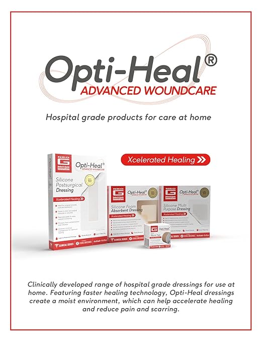 Neo G Opti-Heal Silicone Foam Dressing with Border - Absorbent, Adhesive Foam Wound Dressing for Cuts, Ulcers, Diabetic Wound, Bedsore Wound Care, Burns, Surgical - Island Dressing 4x4-4 Pcs