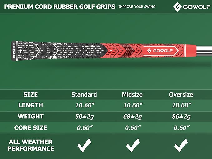 Gowolf Golf Grip Cord Rubber Multi-compound Golf Driver Irons Club Choose 13 Grips with 15pcs Tapes Or Full Kit choose one