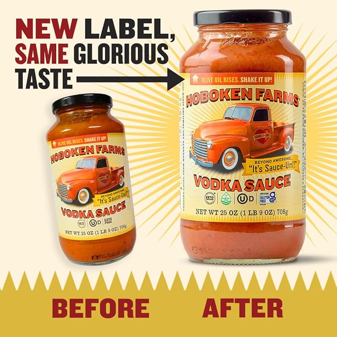 Hoboken Farms Vodka Sauce β No Sugar Added, Low Sodium, Non-GMO, Preservative-Free, Low Carb, Keto β Better For You Pasta Sauce! (25 Fl Oz, Pack of 4)