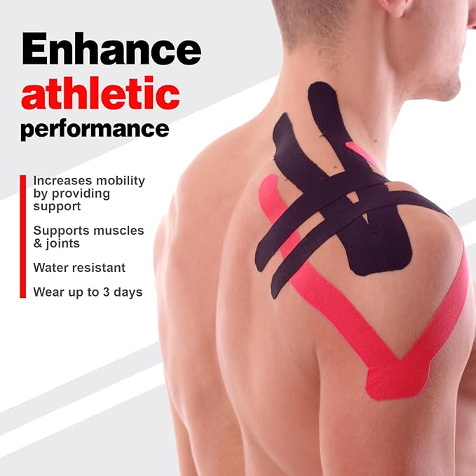 AZEN 3 Rolls Kinesiology Tape, 16.4 ft Waterproof Kinetic Tape for Joints Support and Muscle Pain Relief, Athletic Tape, Knee Tape, Uncut Muscle Tape - White