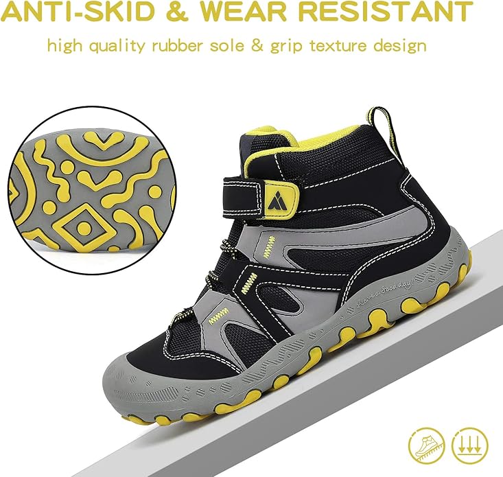 Mishansha Kids Water Resistant Hiking Boots, Boys Girls Anti Collision Anti-Skid Athletic Outdoor Adventure Trekking Shoes