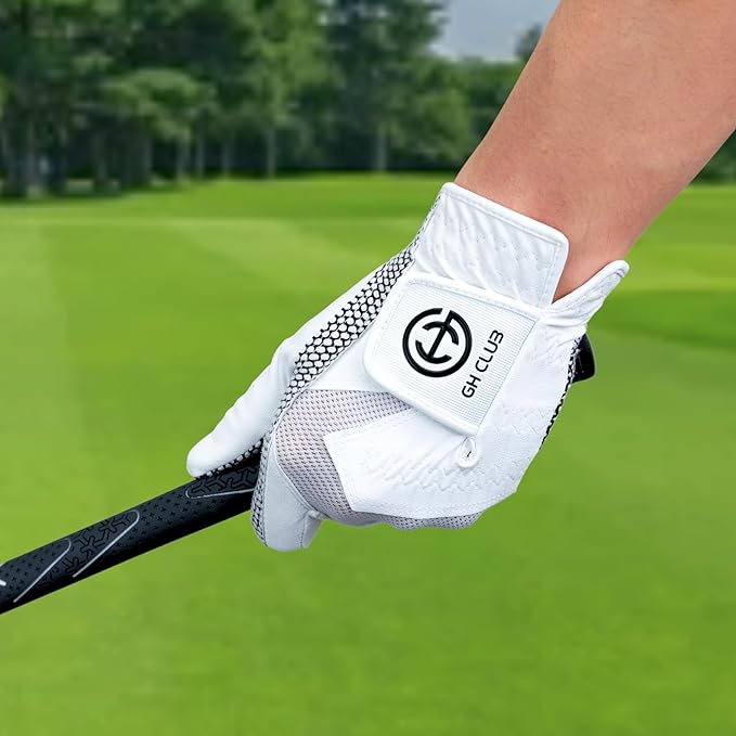 Men's Polyurethane Non-Slip Synthetic Leather Golf Gloves Two Left Hand Gloves Two Pack