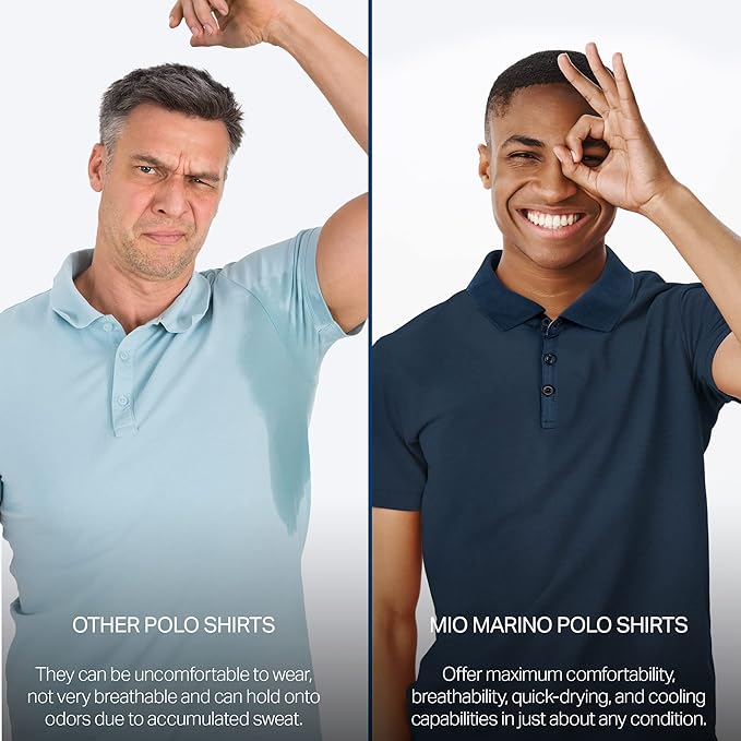Mio Marino Golf Polo Shirts for Men - Dry Fit - Ultra-Thin Breathable Fabric