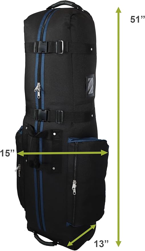 CaddyDaddy Constrictor Soft-Sided Golf Travel Bag Cover with Thick Dense Foam Padded Top 1 Year Full Travel Bag Replacement Coverage | Wheels & Lockable Zippers Case for Transporting Clubs on Airlines