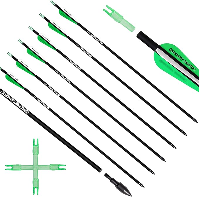 30Inch Carbon Hunting Arrow Targeting Practice Arrows with Removable Tips and Adjustable Nocks for Compound & Recurve Bow (Pack of 12)