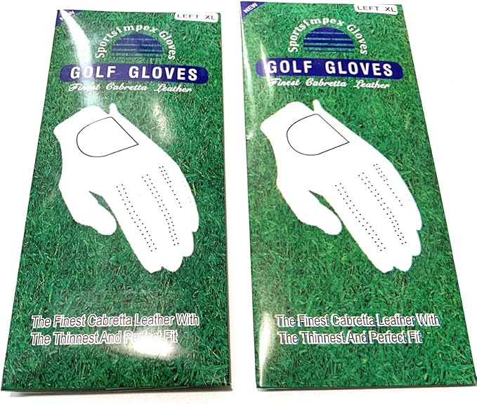 SportsImpex Golf Men's Golf Gloves Genuine Leather White Unlined Pack of 2