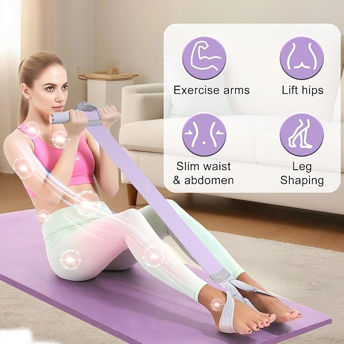 Fabric Resistance Band with Handles β Non-Slip Pedal Puller for Sit Ups & Full Body Strength Training, Portable Stretch Bands for Leg, Arm & Core, Workout Equipment for Women