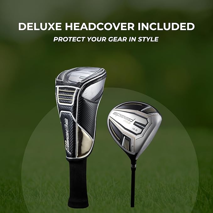 Speed Titanium Driver Golf Club, 10°, 11.5°, 12.5° Loft (Right & Left Handed), Lightweight Graphite Shaft, Oversized Sweet Spot, Aerodynamic, USGA Conforming Mens Golf Driver + Deluxe Headcover
