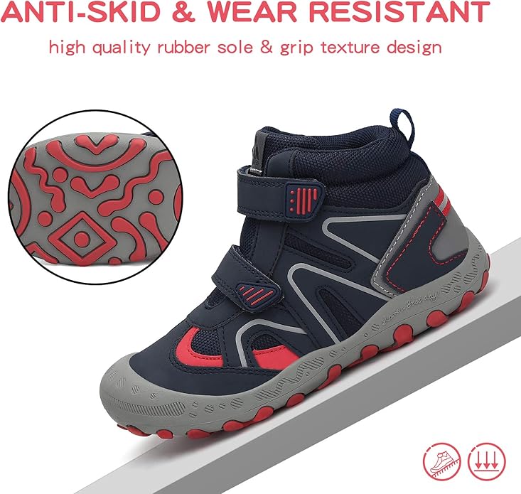 Mishansha Kids Water Resistant Hiking Boots, Boys Girls Anti Collision Anti-Skid Athletic Outdoor Adventure Trekking Shoes