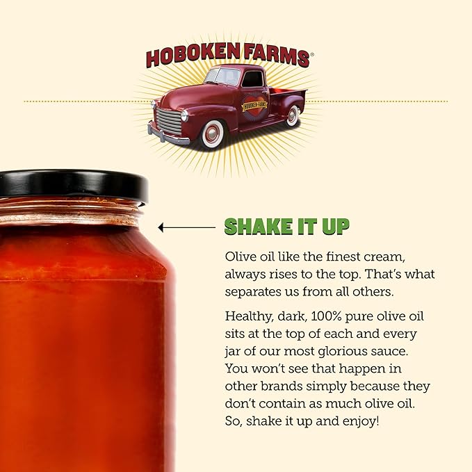 Hoboken Farms Basil Marinara Sauce – No Sugar Added, Low Sodium, Non-GMO, Preservative-Free, Low Carb, Keto – Better For You Pasta Sauce! (25 Fl Oz, Pack of 2)