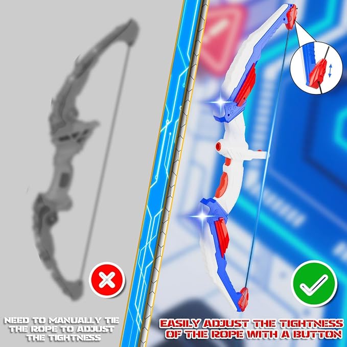 Kids Bow and Arrow Set, LED Light Up Archery Toy Set with 10 Suction Cup Arrows, 2 Target & Quiver, Indoor and Outdoor Toys Sport Gifts for Kids, Boys & Girls Ages 5 6 7 8 9 10 11 12