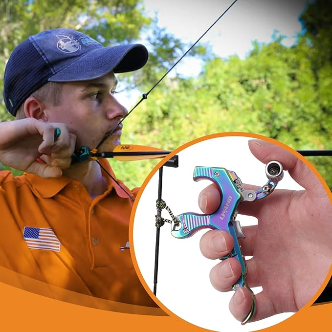LWANO Archery Compound Bow Release Aids Trigger 3-4 Finger Adjustable Wristband Thumb Arrow Release Aids for Adults Youth Hunting Shooting Training Accessories