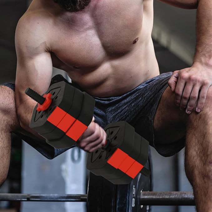 VIVITORY Dumbbell Sets Adjustable Weights, Free Weights with Connector, Non-Rolling Adjustable Dumbbell Set, Barbell for Home Gym, Hexagon, Cement Mixture