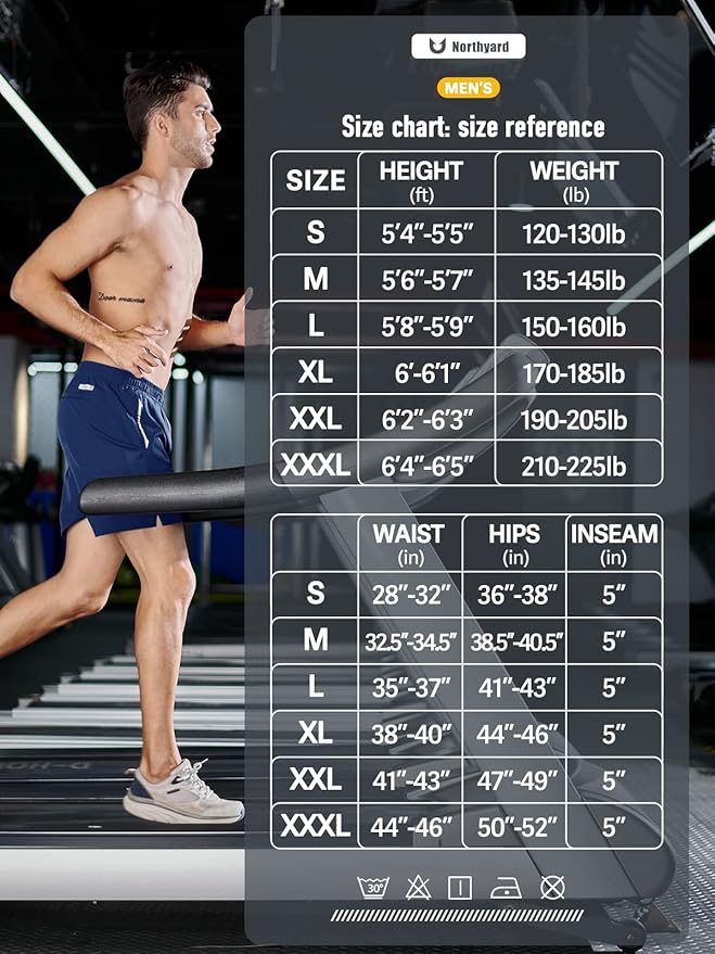 NORTHYARD Men's Running Athletic Shorts 5"/ 7"/ 9" Workout Gym Short Tennis Quick Dry Active Sport Hiking Basketball