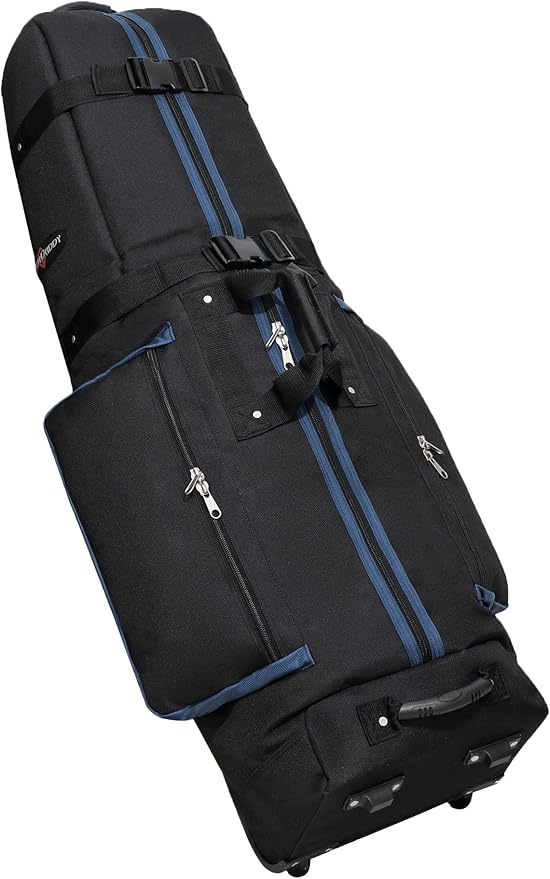 CaddyDaddy Constrictor Soft-Sided Golf Travel Bag Cover with Thick Dense Foam Padded Top 1 Year Full Travel Bag Replacement Coverage | Wheels & Lockable Zippers Case for Transporting Clubs on Airlines