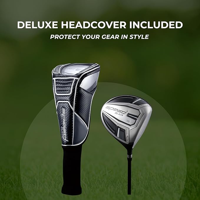Speed Titanium Driver Golf Club, 10°, 11.5°, 12.5° Loft (Right & Left Handed), Lightweight Graphite Shaft, Oversized Sweet Spot, Aerodynamic, USGA Conforming Mens Golf Driver + Deluxe Headcover