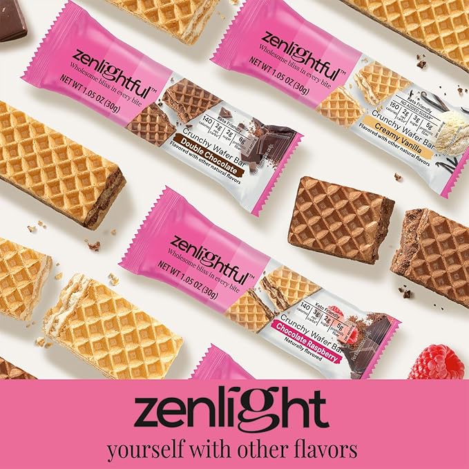 Zenlightful Double Chocolate Wafer Cookies, Low Carb, Low Sugar, Keto Friendly Healthy Snacks, Only 140 Calories, High Fiber, Vegetarian, Non-GMO, 12 Count